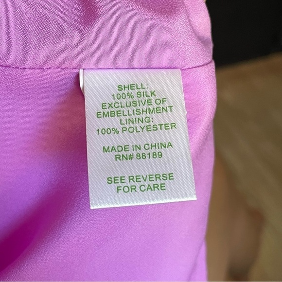 🥒 Lilly Pulitzer Silk Pulaski Embellished Beaded Mini Dress Soiree Purple Pink 0 - Picture 11 of 11